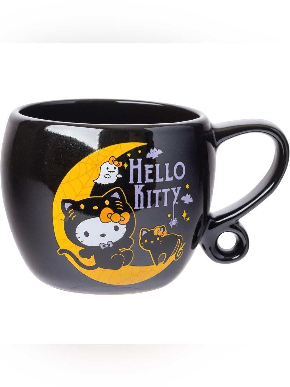 Sanrio Hello Kitty Black Cat Crescent Moon Ghost Halloween Coffee Cup Mug Decor